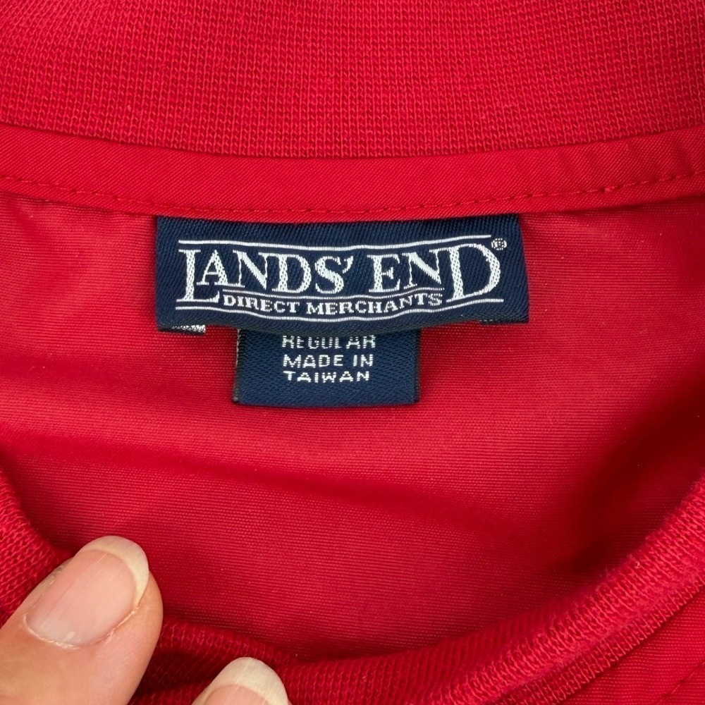 Lands End Mens Vintage Red Windbreaker Pullover V-Neck Crew Jacket Large 42-44 - Picture 2 of 9